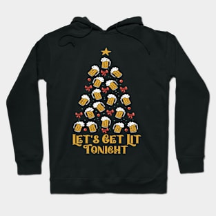 Let's Get Lit Tonight Funny Christmas Beer Wine Lover Hoodie